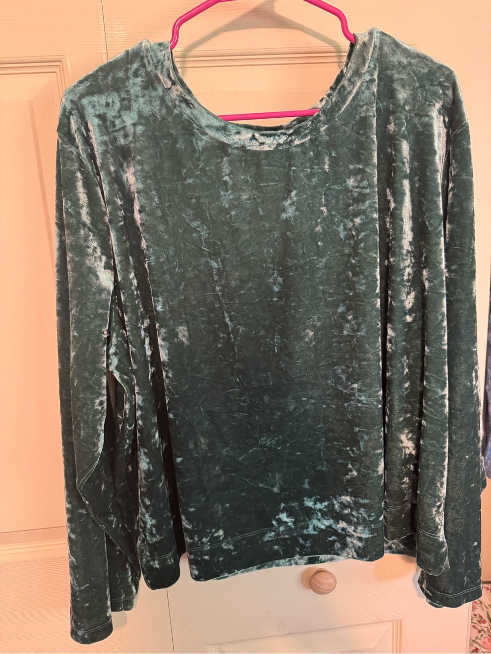 Ava & Viv Teal Crushed Velvet Long Sleeve Top